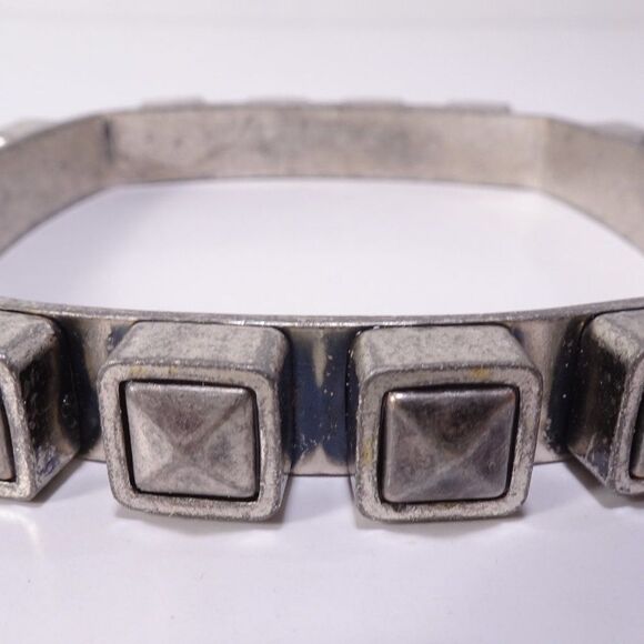 Lee Angel Piper Oxidized Silver Pyramid Square Bangle Bracelet NWT 200 - Picture 2 of 16